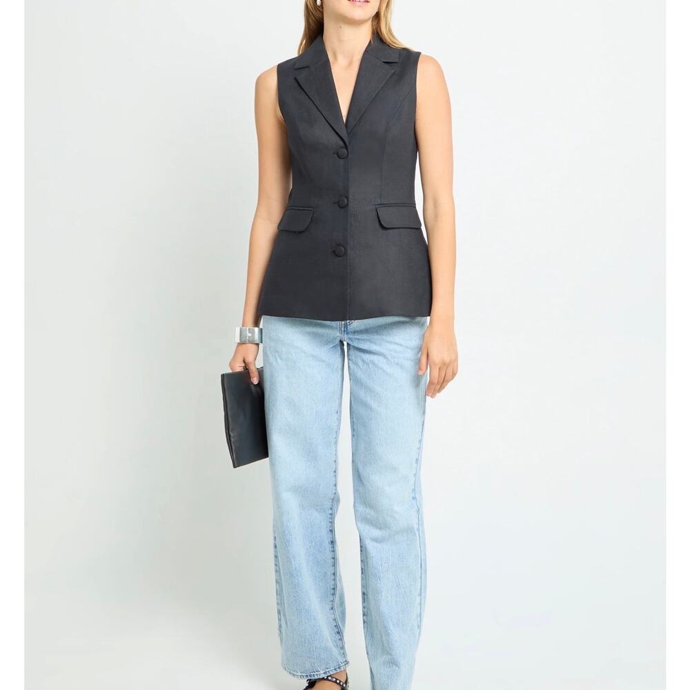 New Kourt Nila Linen Top black blouse $147 s XS - Picture 6 of 8